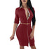 Half Sleeves Office Dress With Turn-down Collar #Red